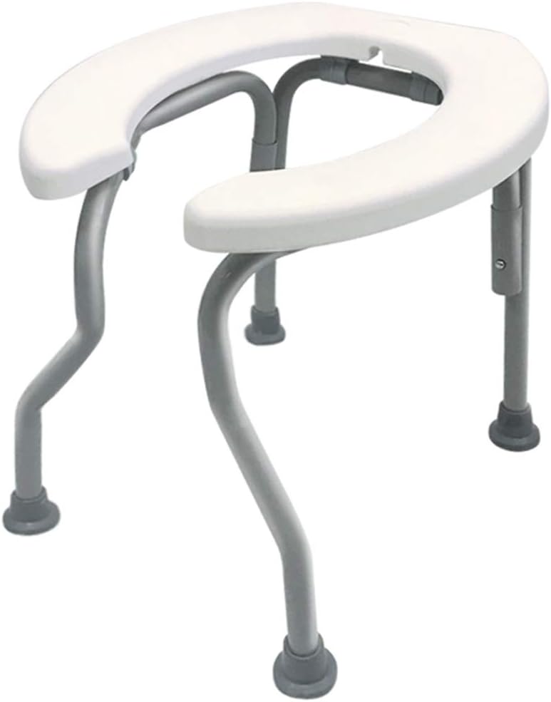 Portable Toilet Folding Bedside Commode Seat Shower Bench Lightweight Potty Chair Safety Steel Frame Non-Slip Leg Pad for Easy Transfer