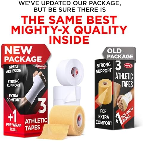 Premium White Athletic Tape for Injuries - 3 Pack with Pre-wrap - Easy Tear & No Sticky Residue - Sports Zinc Oxide Tape - Ankle, Wrist, Fingers - Ideal for Soccer, Gymnastics, Boxing