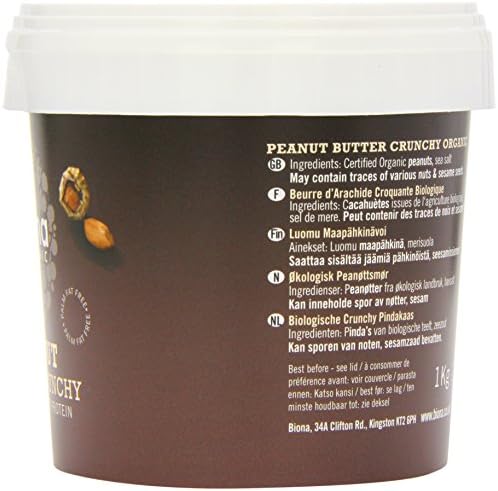Biona Organic Peanut Butter Crunchy 1kg - Pack of 2