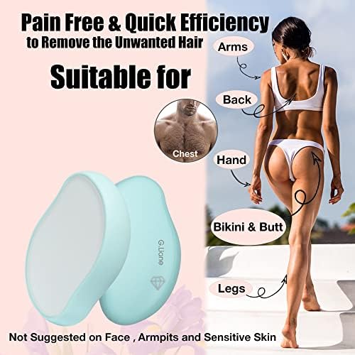 Crystal Hair Remover & Exfoliator, Nano Glass Hair Remover Stone, Reusable Painless Physical Depilator for Soft Silky Skin (Blue)