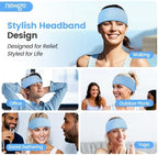 NEWGO Migraine Relief Cooling Headband with Washable Cover, Stylish Cold Head Wrap Forehead Ice Pack for Headaches, Hot Weather, Tension, Hangover