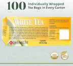 Uncle Lee’s Premium White Tea, Lightly Caffeinated, 100 Count 2-Pack– Antioxidant-Rich Bai Mu Dan in Individually Wrapped Tea Bags, 5.29 Oz Ea
