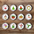 PRECUT Edible Christmas Cake Toppers, Christmas Baby Shower Decorations for Cake Decorating, Xmas Edible Cupcake Toppers, Festive Cookie Decor, Theme 1, 4cm / 1.5 inch (24)