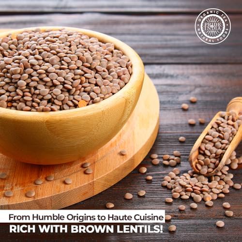 Pride Of India - Indian Whole Brown Crimson Masur Lentils - Protein & Fiber Rich Masoor Whole, 1.5 Pound Jar