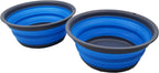 SAMMART 5.5L (1.45 Gallon) Set of 2 Collapsible Tub - Foldable Dish Tub - Portable Washing Basin - Space Saving Plastic Washtub (Grey/Blue (Set of 2))