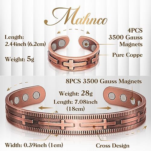 Lymphatic Drainage Ring & Copper Bracelet for Women, Magnetic Copper Bracelet and Magnetic Lymph Detox Ring, 100% Solid Pure Copper Jewelry Gift