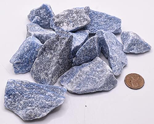 1 lb Blue Quartz Rough Stones Sparkling Reiki Crystal for Rock Tumbling and Lapidary Natural Gemstone Crystal Mineral Raw Specimens - Madagascar