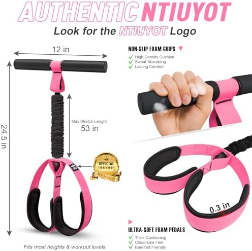 2026 Upgraded Durable Pedal Resistance Band with Handle, Thickened Latex Tubes and Soft Foam Fabric Foot Pedal, Sit Up Exercise Equipment for Abdomen, Waist, Arm, Core/ABS, Leg, Physical Therapy