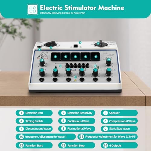 KWD-808I Electric Acupuncture Stimulator Machine, 110-240V 500-1000hpa Adjustable Electric Impulse Acupuncture Treatment Electrotherapy Instrument Pulse with 5 Wave Modes & 6 Output Ports