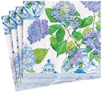 Caspari Hydrangeas and Porcelain Boxed Paper Cocktail Napkins - 40 Per Box