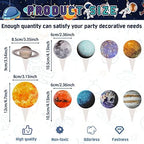 Sabary 50 Pcs Space Cupcake Toppers Solar System Galaxy Universe Planets Picks Cake Topper Celestial Toppers for Boys Girls Space Themed Party Solar System Birthday
