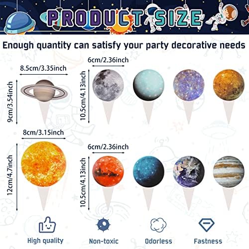 Sabary 50 Pcs Space Cupcake Toppers Solar System Galaxy Universe Planets Picks Cake Topper Celestial Toppers for Boys Girls Space Themed Party Solar System Birthday