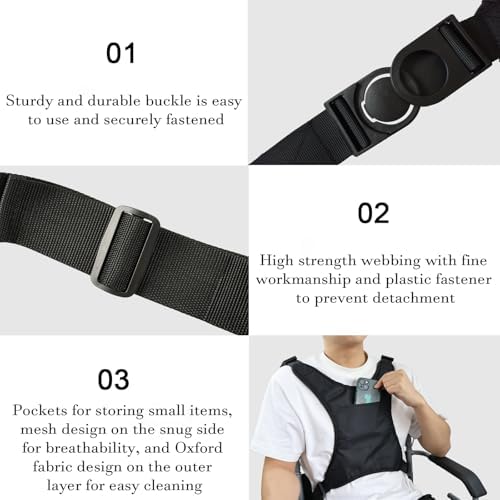 Wheelchair Seat Belt, Wheelchair Harness for Adults, Torso Support Vest Restraint, Safety Belt for Elderly, Vest Soft Chest Restraint with Adjustable Straps to Prevent Sliding