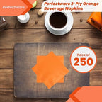 Perfectware 2 Ply Orange Beverage Napkins- Pack of 250ct