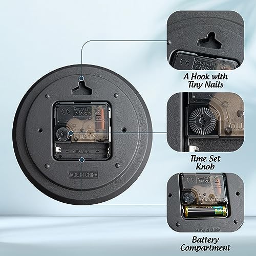 Wall Clock Wall Clocks Silent Non-Ticking Battery Operated Large Easy to Read with Stereoscopic Dial Ultra-Quiet Movement Quartz for Office Classroom School Home Kitchen