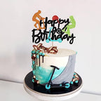 Scooter Cake Topper Birthday Decoration for Children's Adults Glitter sports Theme Party Supplies