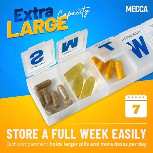 MEDca Weekly Pill Organizer, 7-Day Pill Planner Extra Large
