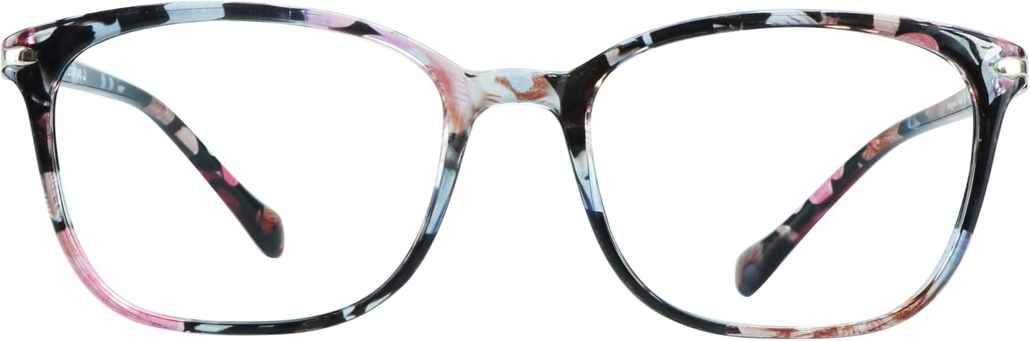 VisionGlobal Blue Light Blocking Glasses for Women, Computer Reading, TV Glasses, Stylish Square Frame(+3.50 Magnification)