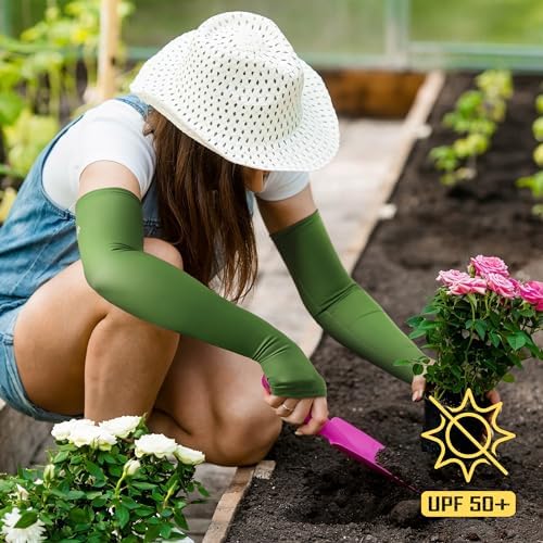 COOLJOB Gardening Sleeves UV Cooling Sun Protection Arm Cover for Women Men with Thumb Hole for Gardener, Farmer, Outdoor