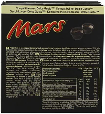 Dolce Gusto Compatible Capsules, Mars Flavored Hot Chocolate, 8 x 17 g (0.5 oz)