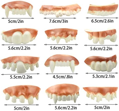 Marrywindix 12 Pieces Gnarly Teeth Gag Teeth Ugly Fake Teeth Vampire Denture Teeth for Halloween Costume Party Favors Photos Props (12 Styles)