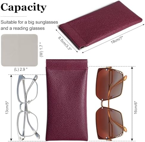 RayLove 2 Pack Glasses Case Soft Eyeglass Case For Women Men Squeeze Top Sunglasses Pouch Travel With Cleaning Cloth
