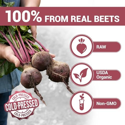 Dr. Berg Raw Organic Beet Powder from Real Earth-Grown Beets – USDA Certified Organic Beet Root Powder to Support Nitric Oxide Levels, Energy, Blood Flow, & Heart Health* – 30 Servings