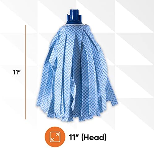 Superio String Mop Replacement, Cotton Mop Head Refill, Blue Heavy Duty for Hardwood Floor Cleaning