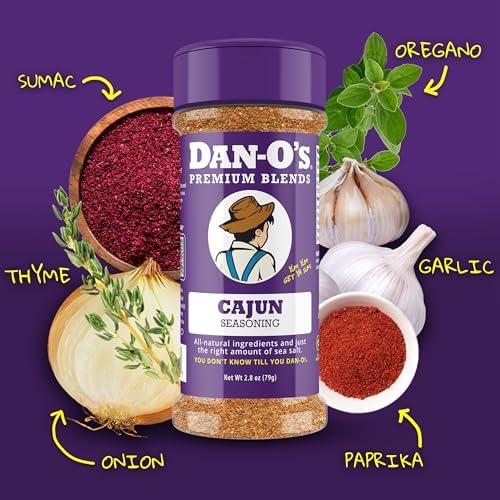 Dan-O's Cajun Seasoning, 2.8 oz Bottle, 2 Pack, Spicy Seasoning for Gumbo, Jambalaya, Shrimp, Chicken and More, Sugar Free, Zero Calorie, Use this Spice Blend to Craft a Marinade, Dry Rub or Sauce