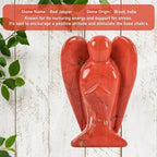 WHAL&YUNE Red Jasper Angel Figurine Natural Energy Healing Crystals Gemstone Hand Carved Sculpture for Home Office Desk Decor Holiday Lucky Gift - 2 inches