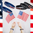 COYOUCO 10 Pack American Flag Bracelets -Thin Red Line Silicone Rubber Wristband Stretch Set for Americanism, Patriotic, Holiday, Army and Sport Fans, ndependence Day, Gifts for Teens Men Women