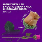 Pink Chocolate Roses - Valentines Day Gift for Mom, Wife, Girlfriend - Individually Wrapped Gourmet Chocolate Flowers - Elegant Valentines Candy Bouquet for Women & Special Occasions - 6 Pack