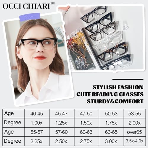 OCCI CHIARI Womens Cat Eye Reading Glasses 2.75+ Oversized Retro Readers 1.0 1.25 1.5 1.75 2.0 2.25 2.5 2.75 3.0 3.5 4.0 5.0 6.0