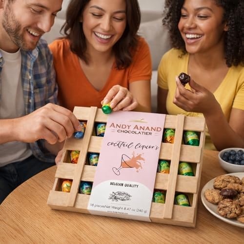 ANDY ANAND CHOCOLATIER European Flavored Dark Chocolate Bottles Vegan Dairy Free – Premium Cocktail-Inspired Chocolate Assortment, Elegant Gift Box for Special Occasions