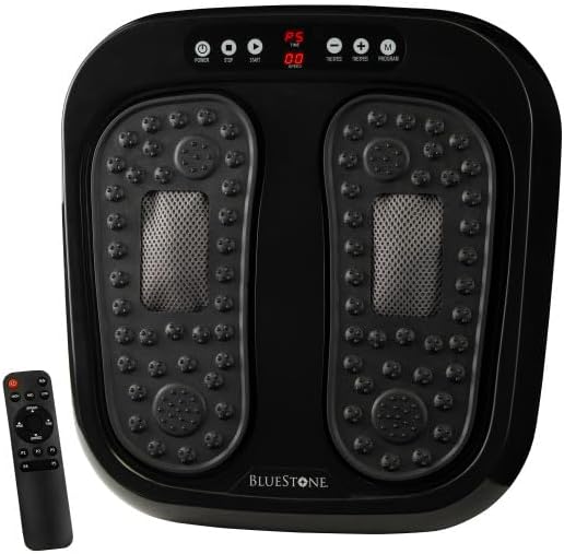 Foot Massager – Vibrating Platform with Rotating Acupressure for Feet and Legs with Remote Control Included by Bluestone (Black)