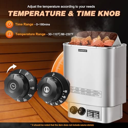 Mxmoonant Sauna Heater, 4.5KW 220V Electric Sauna Heaters Stove Dry Steam Sauna Bath for Home Hotel Spa Max. 210 Cu.ft with Sauna Hygrothermograph