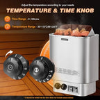 Mxmoonant Sauna Heater, 9KW 220V Electric Sauna Heaters Stove Dry Steam Sauna Bath for Home Hotel Spa Max. 425 Cu.ft with Sauna Hygrothermograph