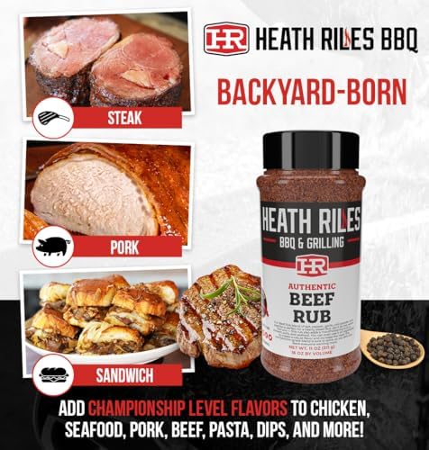 Heath Riles BBQ Rub - Beef Seasoning, Champion Pitmaster Recipe, Legendary Rubs For Smoking & Grilling, 80+ BBQ Championships, 11 oz.