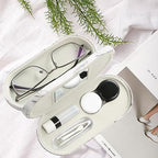 MUDOR 2 in 1 Contact Lens & Glasses Travel Case, Double Sided Kit Includes Remover Tool with Tweezers (Marble White)