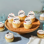 Ercadio 40 Pcs Edible Happy Birthday Cupcake Toppers Drink Topper Picks Black Birth Day for Celebrate Birthday Parties Anniversary Party Decoration Supplies
