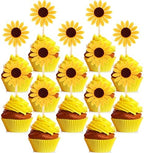 60 Pieces Sunflower Cupcake Toppers Yellow Flower Cake Picks Sunflower Toothpicks Summer Food Picks for Wedding Party Supplies Birthday Cake Decorations