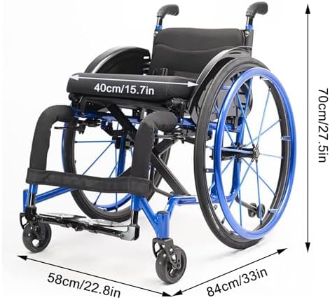 Sports and Leisure Wheelchairs for Adults,Sports Light Transport Mobile Wheelchair,Self-propelled Aluminum Alloy Portable Manual Wheel Chair,Adjustable Footrest and Seat Height(Blue)