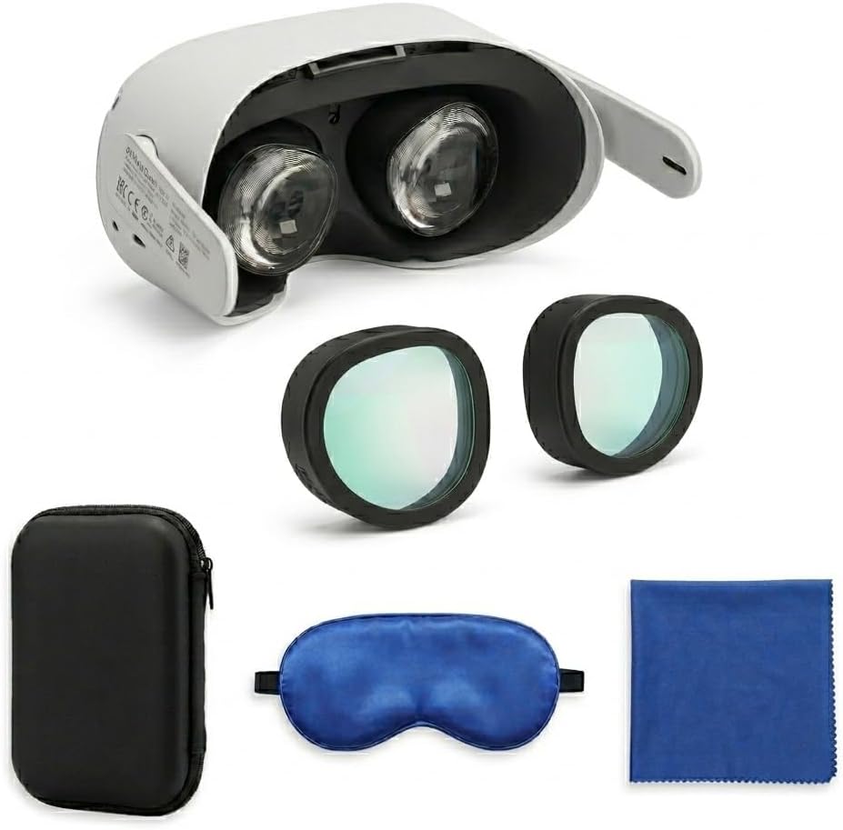 Merryhome(1 Pack) VR Lens Protector, Blue Light Glasses, for Quest 3S/ Quest 2 Accessory, Not for Quest 3, Lens Replacement, Anti-Glare, Dust, Easy to Install-Black