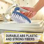 Scrub Brush Set of 3pcs - Cleaning Shower Scrubber with Ergonomic Handle and Durable Bristles - Grout Cleaner Brush - Scrub Brushes for Cleaning Bathroom/Shower/Tile/Kitchen/Floor/Bathtub/Carpet, Blue