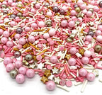 Rose and Gold Sprinkles Sugar Sprinkle Mix Pink Sprinkles Cake Decorations Cupcake Toppers Cookie Decorating Ice Cream Celebrations Shaker Jar Wedding Shower Party（120g/4.2oz）