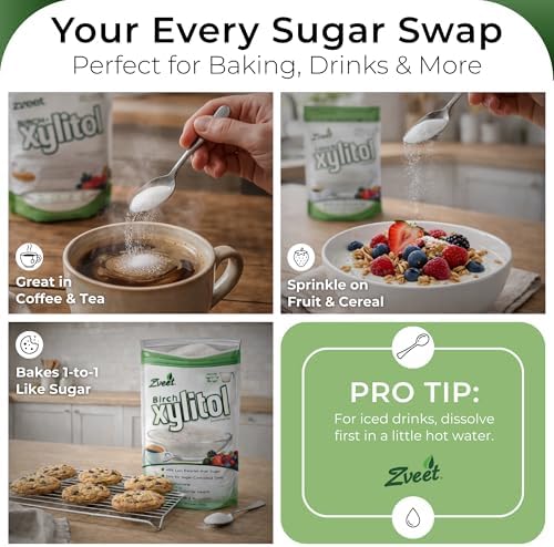 Zveet Birch Xylitol Sweetener | Keto Friendly, Non GMO Low Carb & Calorie Natural Sweetener Sugar Substitute | Kosher & Made in the USA | 1 Pound