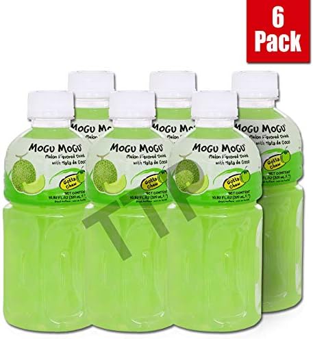 Mogu Mogu Juice with Nata De Coco, Melon Flavored, 6 Pack