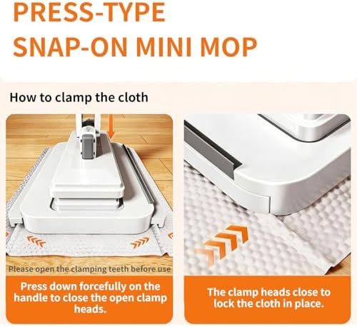 No Wash, Cloth Changing Mini Mop | Automatic Click on Lazy Mops for Kitchen Counter, with Snap-Grip System Multi Surface Floor Cleaning (1 mop + 20 Cloths)