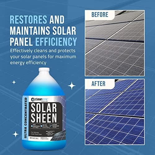Solar Panel Cleaner 1 Gallon (Makes 512 G) - Super Concentrated Cleaning Solution for Glass, Metal, Wood & Plastic - Remove Oil, Fingerprint & Water Spots - Multipurpose Solar Panel Cleaning