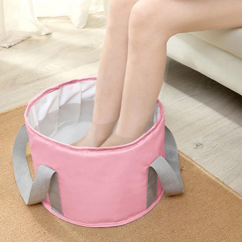 Collapsible Bucket for Soaking Feet, Portable Travel Foot Bath Tub, Foot Soaking Bath Basin Portable, Collapsible Organizer for Laundry, Clothes, Travel and Home, Pink